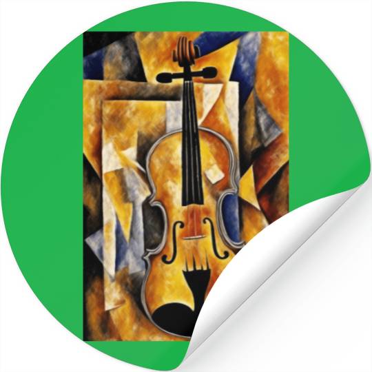 Violin Painting with Geometric Art Stickers