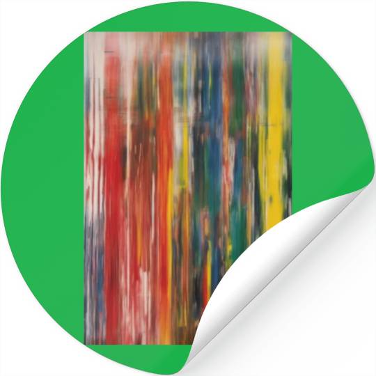 Colorful Abstract Painting with Brushstrokes and D Stickers