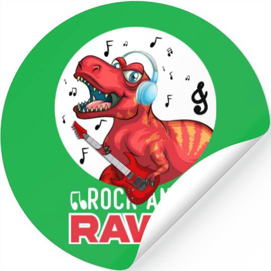 Rock & Rawr Vintage Dinosaur T-Rex Music Japanese Stickers