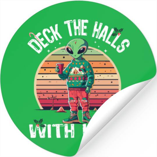 Beam Me Up Santa Claus Alien Christmas Ufo Coffee Stickers