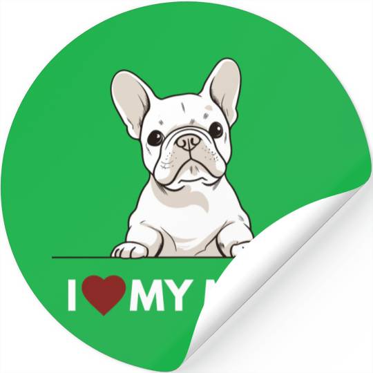 I Love My Mom - White French Bulldog Stickers