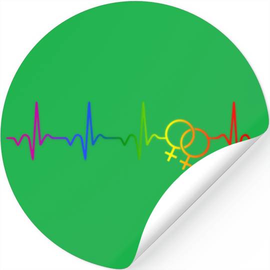 Heart Beat Rainbow Stickers