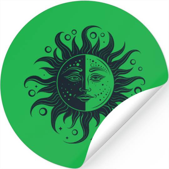 Harmonious Sun and Moon - Spiritual Design Stickers