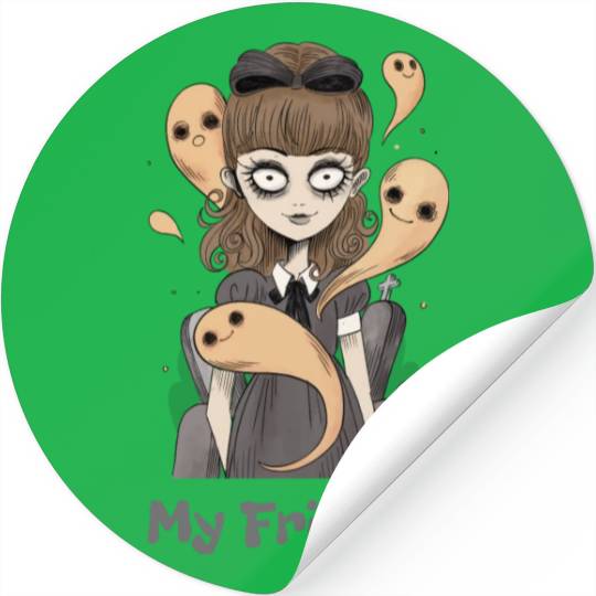My Friends Creepy Girl Halloween Ghost Stickers