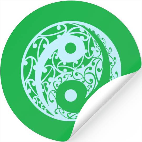 Yin And Yang In A Koru Pattern In A Light Blue Stickers