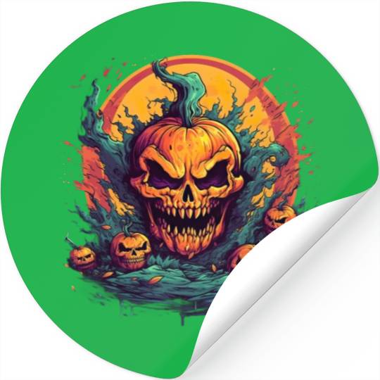 Bad Pumpkin Creppy Halloween Stickers
