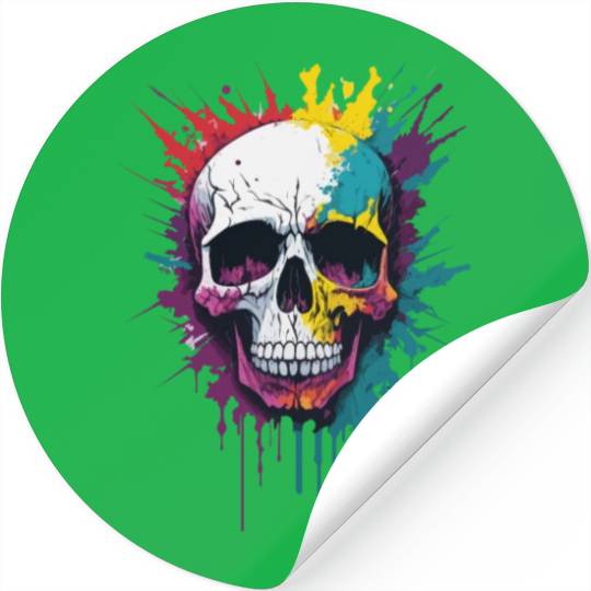 Colorful skull pain splash Stickers