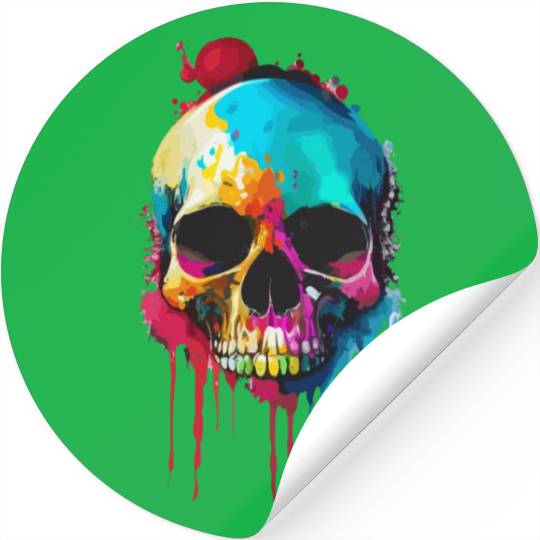 Psychedelic skull meltdown Stickers