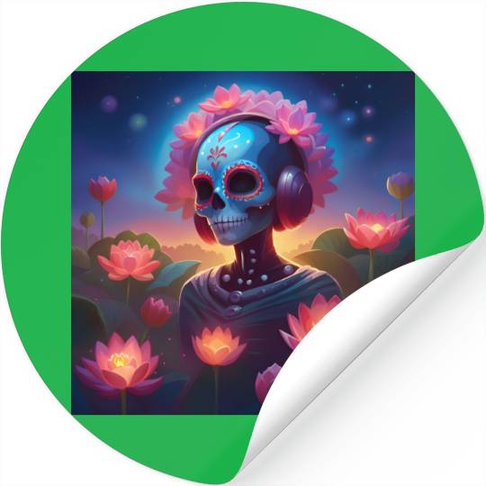 Sugar Skull Lotus Melody Medley Stickers
