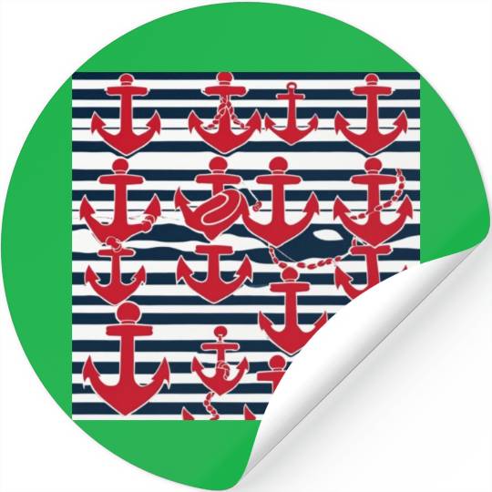 classic nautical horizontal white and navy blue Stickers