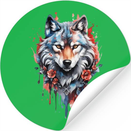Wolf artwork illustration Stickers