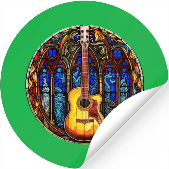 Stained Glass Art - Stylish Colorful Guitar Stickers