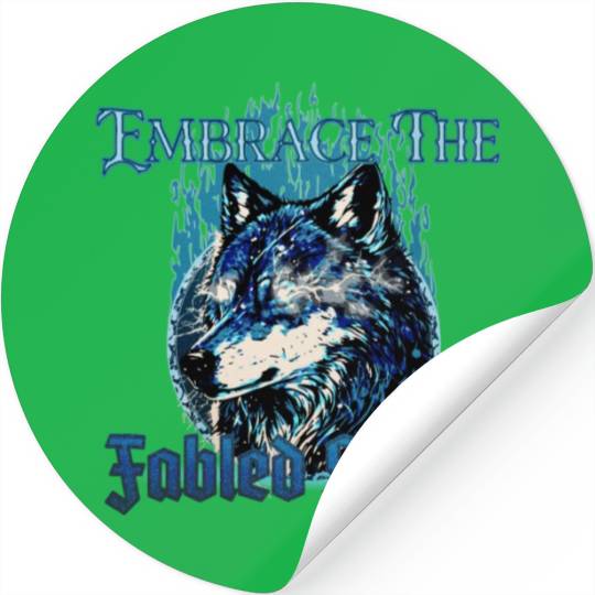 Embrace The Fabled Spirit Wolf Blue Stickers