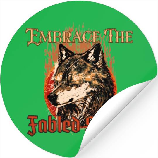 Embrace The Fabled Spirit Wolf Red Stickers