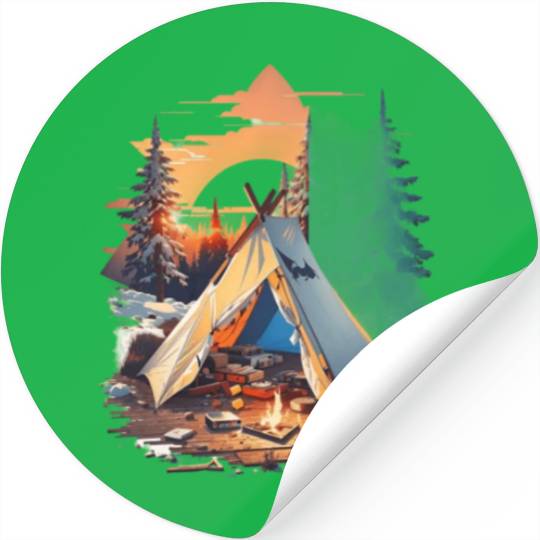 Ripped tent Unisex Stickers