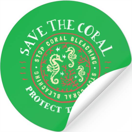 Protect the Coral Save the Reef Rustic Crest Stickers