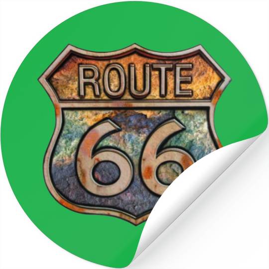 Route 66 vintage sign - Dingy metal sign 2 Stickers