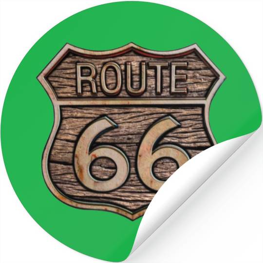 Route 66 vintage sign - Wood log signage Stickers