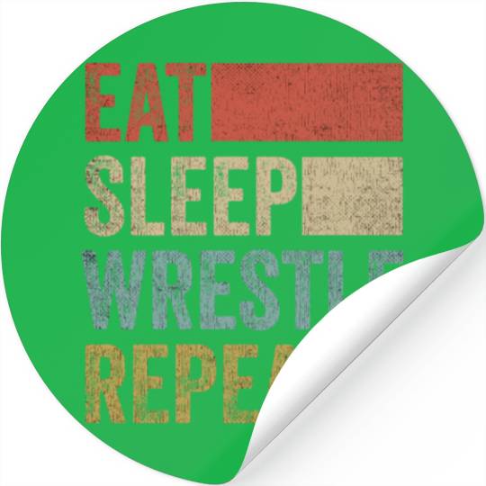 Retro 70s 80s Eat Sleep Wrestle Gear Vintage Stickers