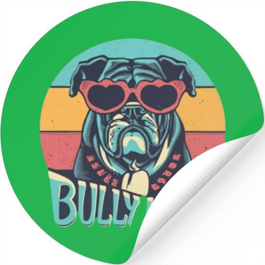 Dog Love Bully Retro Stickers Dog owner Bully lover