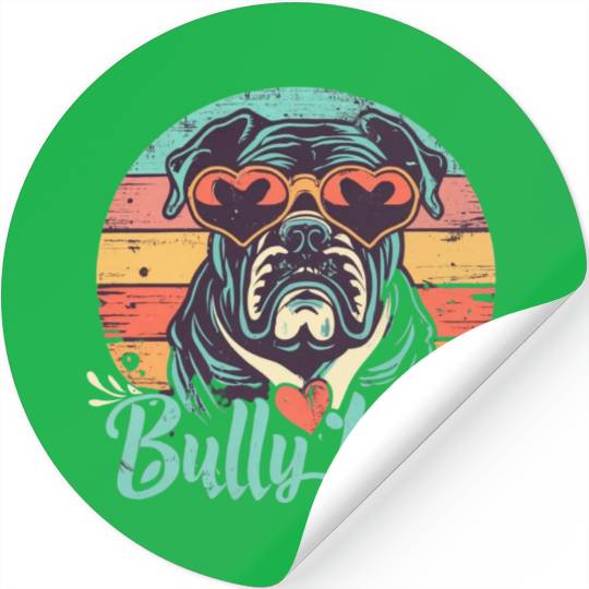 Dog Love Bully Retro Stickers Dog owner Bully lover