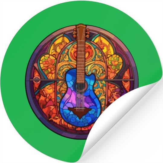 Funny Mosaic Art - Stained Glass Art Guitar Stickers
