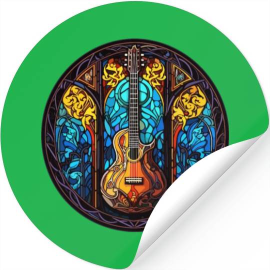 Guitar Stained Glass Art - Men Women Guitar Stickers