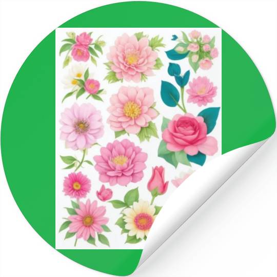 Blooming Crimson and coral Spring Flowers Stickers