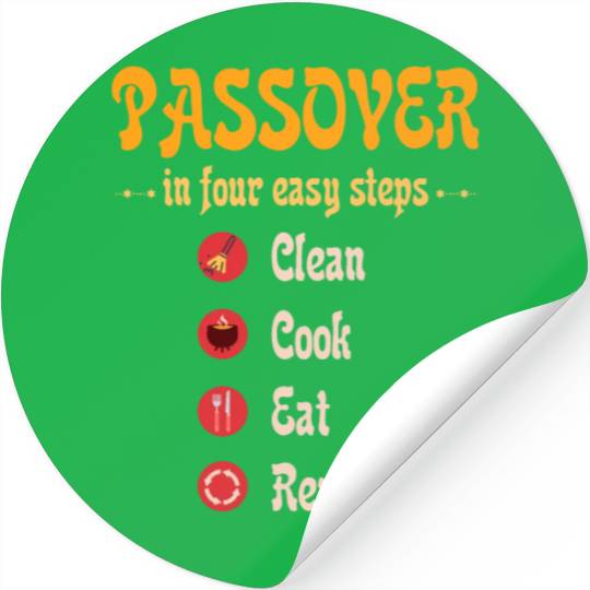 Passover 4 steps Clean Cook Eat Repeat Matzah Stickers