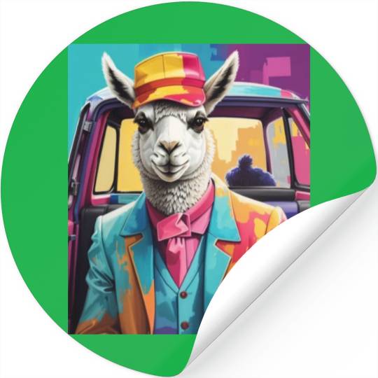 space design llama lover Stickers