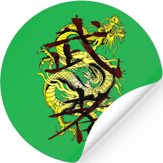 Yellow Dragon Warrior Stickers