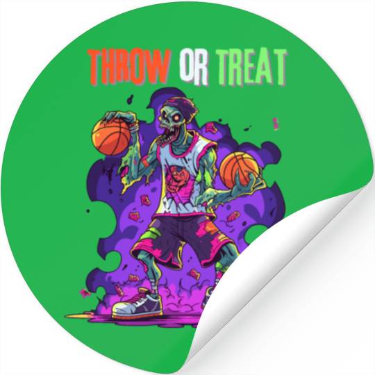 Throw or Treat Zombie Baseball Halloween costume Stickers