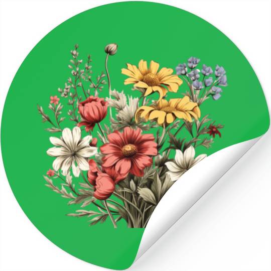 Vintage Stickers Pressed Flowers Cottagecore Nature