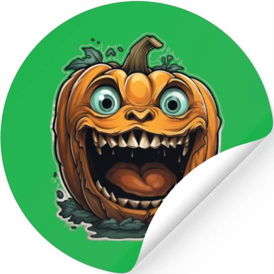 Scary Pumpkin Face I Spooky Halloween Stickers
