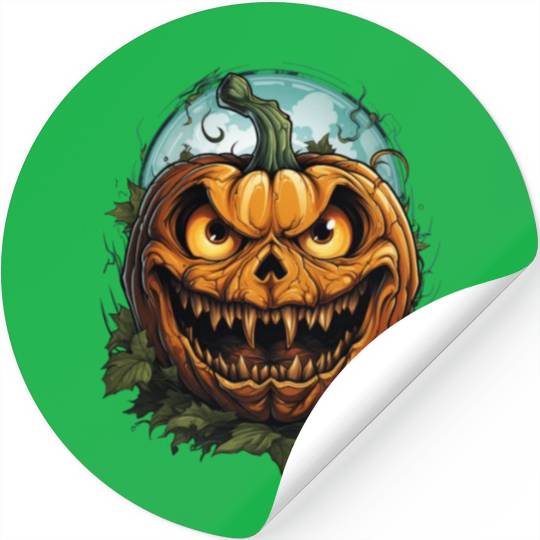 Scary Pumpkin Face I Spooky Halloween Stickers