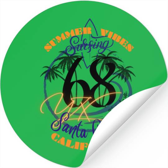 Santa Cruz California summer vibes surfing Stickers