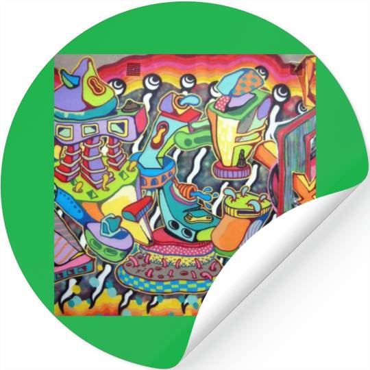 Graffiti street art mural print - art lover gift Stickers