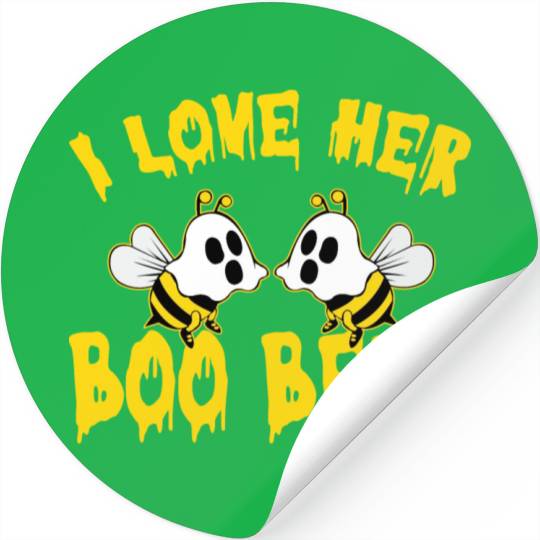 I Love Her Boo Bees Halloween Stickers