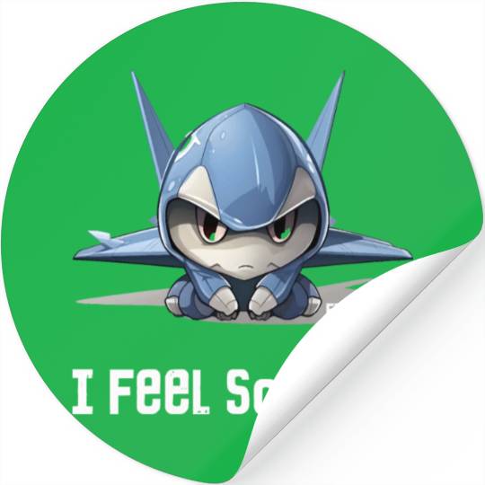 Little Lost Cute F35 Fighter Plane Illustration Stickers