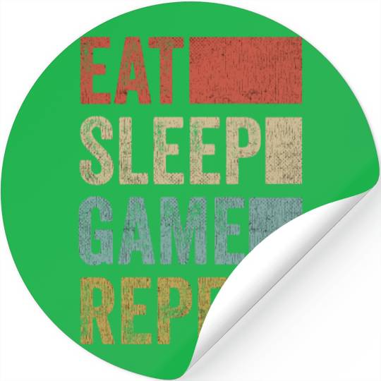 Vintage Retro Gamer Accessory Eat Sleep Game Stickers