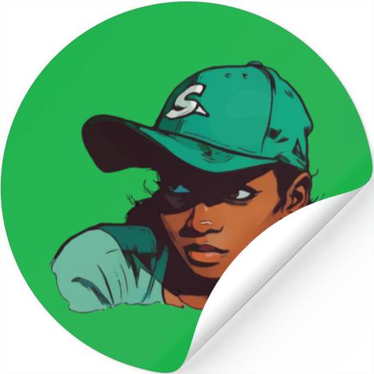 Light Skin Girl in Baseball Hat Stickers