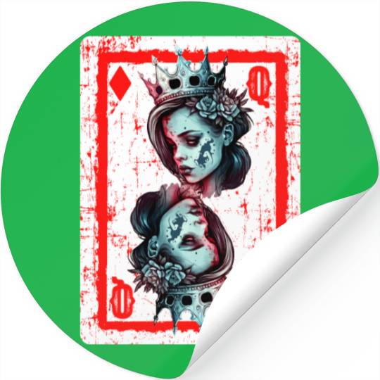 Queen of Diamonds Gothic Card Game Creepy Stickers
