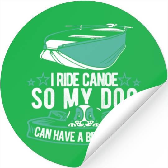 Canoe Canoeing Canoeist Dog Stickers