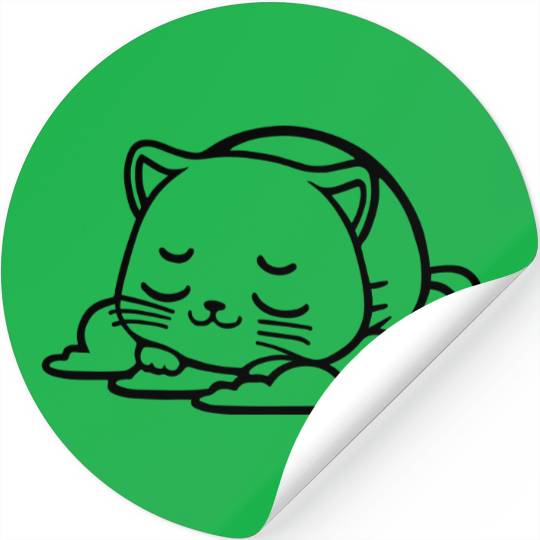 kitty sleeping on cloud chibi Stickers