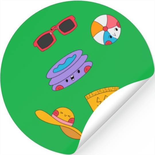 Cute Summer Pool Party Sticker Pack Stickers