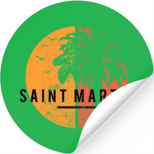 Artistic Saint Martin Cool Palm Tree Vacation Stickers
