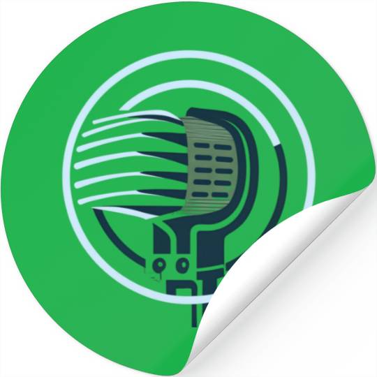Radio microphone ringed planet Stickers