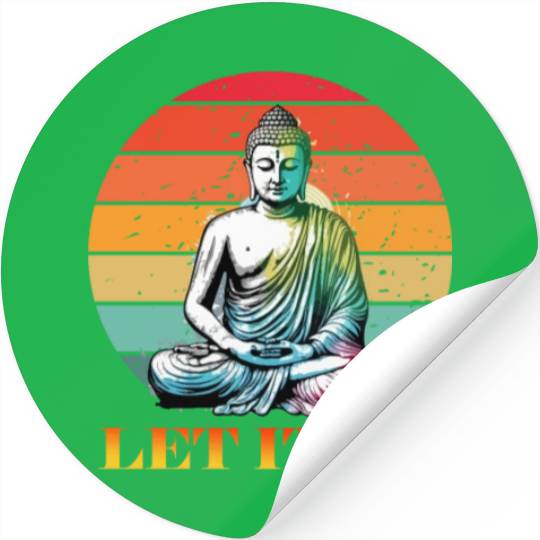 Let It Go, Yoga Buddhism Retro Stickers