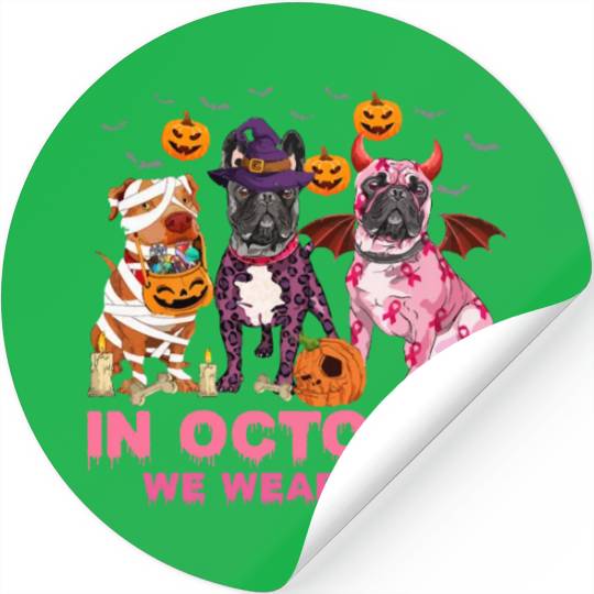 In October We Wear Pink Pumpkin Pitbull Stickers