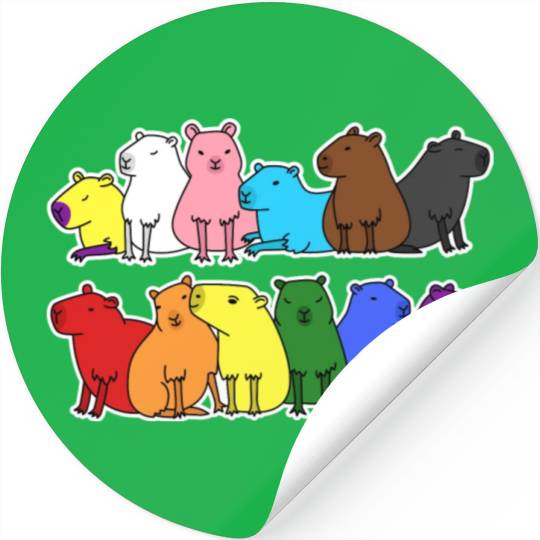 Pride Progress Flag Capybara Design for Equality Stickers